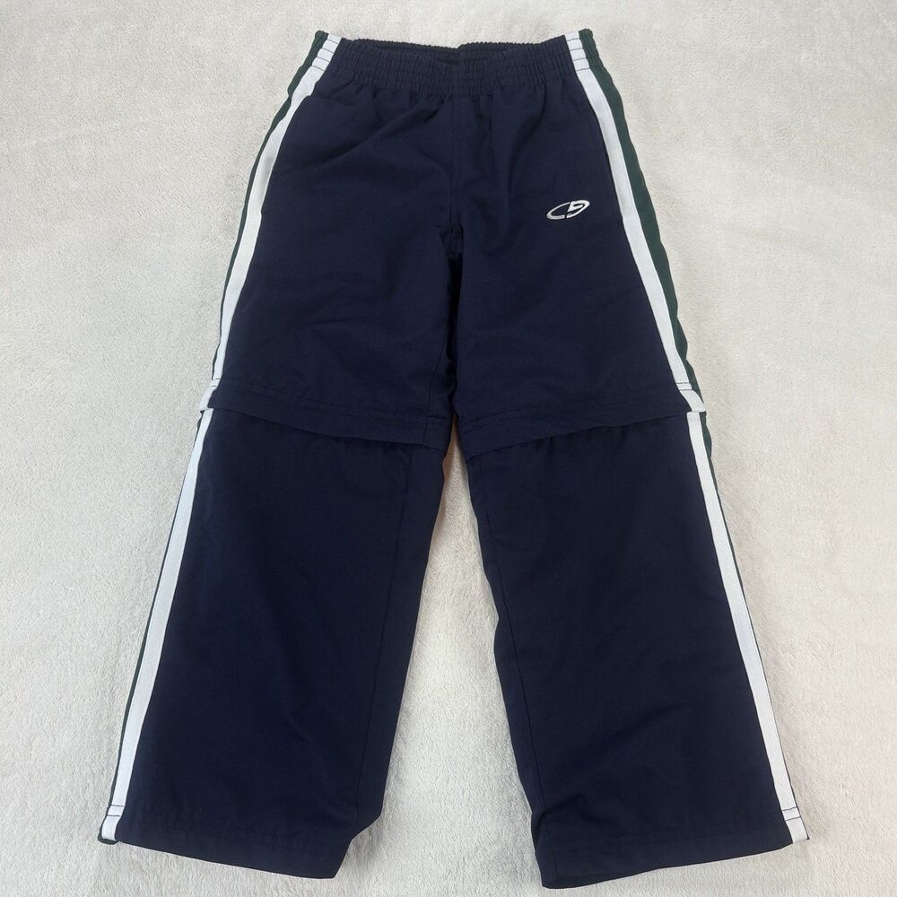 Vtg Y2K Champion Athletic Track Pants Boys XS Blue Lined Zip Off Legs Zip Ankles
